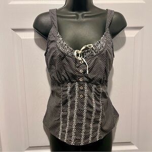 Y2K Newman France top bustier Women Medium 40 polka dot sleeveless tie front